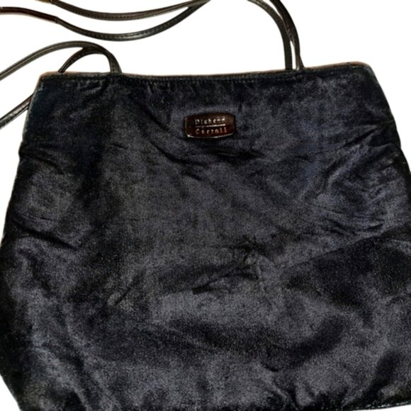 Diahann Carroll Black Shoulder Bag.  Velvet look and feel. Zip Closure. - Picture 1 of 6